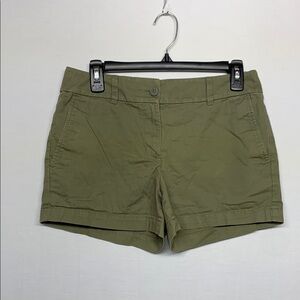 LOFT Green Bermuda Shorts Flat Front Cotton Blend